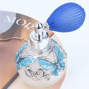 Elegant Vintage Miniature Blue Painted Butterfly Atomizer